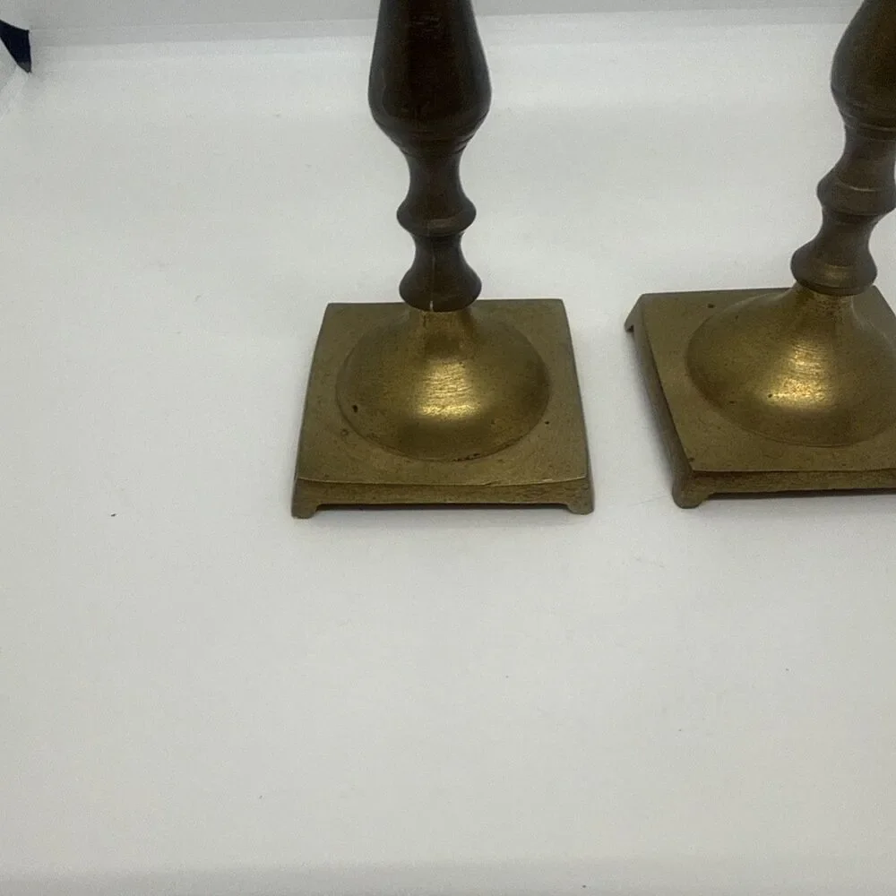 Vintage Set Of 2 Brass Candle Stick Holders Made In India